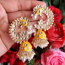 SNERA Gold Plated Kundan Stone And Pearl Jhumki Earrings