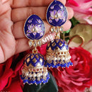 SNERA Gold Plated Kundan Stone And Meenakari Jhumki Earrings