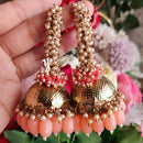 SNERA Gold Plated Beads And Pearls Jhumki Earrings