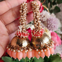 SNERA Gold Plated Beads And Pearls Jhumki Earrings