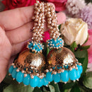 SNERA Gold Plated Beads And Pearls Jhumki Earrings