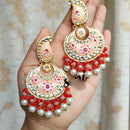 SNERA Gold Plated Kundan Stone And Beads Meenakari Dangler Earrings