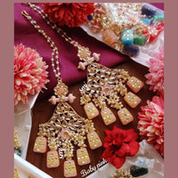 SNERA Gold Plated Kundan Stone And Beads Dangler Earrings