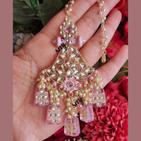 SNERA Gold Plated Kundan Stone And Beads Dangler Earrings