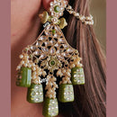 SNERA Gold Plated Kundan Stone And Beads Dangler Earrings