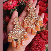 SNERA Gold Plated Kundan Stone And Beads Dangler Earrings