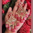 SNERA Gold Plated Kundan Stone And Beads Dangler Earrings