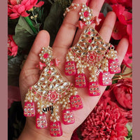 SNERA Gold Plated Kundan Stone And Beads Dangler Earrings