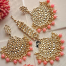 SNERA Gold Plated Kundan Stone And Beads Dangler Earrings