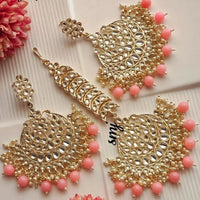 SNERA Gold Plated Kundan Stone And Beads Dangler Earrings