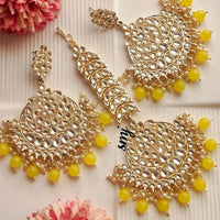 SNERA Gold Plated Kundan Stone And Beads Dangler Earrings