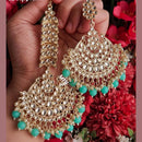 SNERA Gold Plated Kundan Stone And Beads Dangler Earrings
