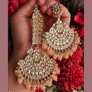 SNERA Gold Plated Kundan Stone And Beads Dangler Earrings