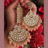SNERA Gold Plated Kundan Stone And Beads Dangler Earrings