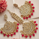 SNERA Gold Plated Kundan Stone And Beads Dangler Earrings