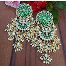 SNERA Gold Plated Kundan Stone And Pearls Meenakari Dangler Earrings