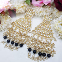 SNERA Gold Plated Kundan Stone And Pearls Dangler Earrings