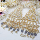 SNERA Gold Plated Kundan Stone And Pearls Dangler Earrings