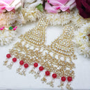 SNERA Gold Plated Kundan Stone And Pearls Dangler Earrings