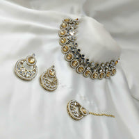 SNERA Gold Plated Pota Stone And Mirror Choker Necklace Set