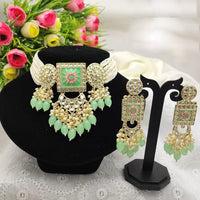 SNERA Gold Plated Kundan And Beads Meenakari Choker Necklace Set