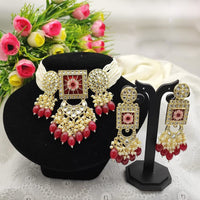 SNERA Gold Plated Kundan And Beads Meenakari Choker Necklace Set