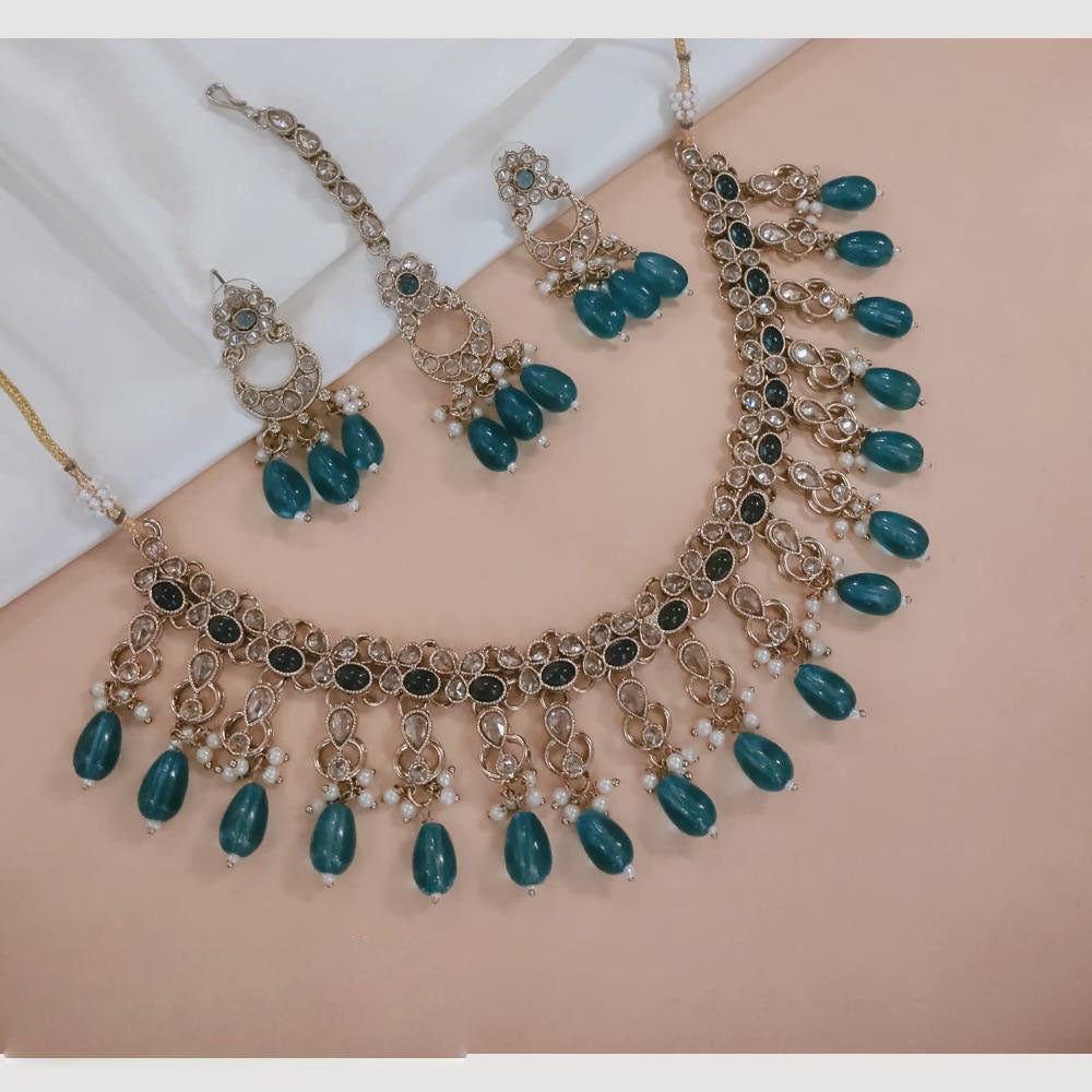 SNERA Glam Fusion Crystal Stone Pearl And Bead Necklace Set