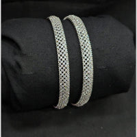 SNERA Silver Plated Crystal Stone Bangles Set