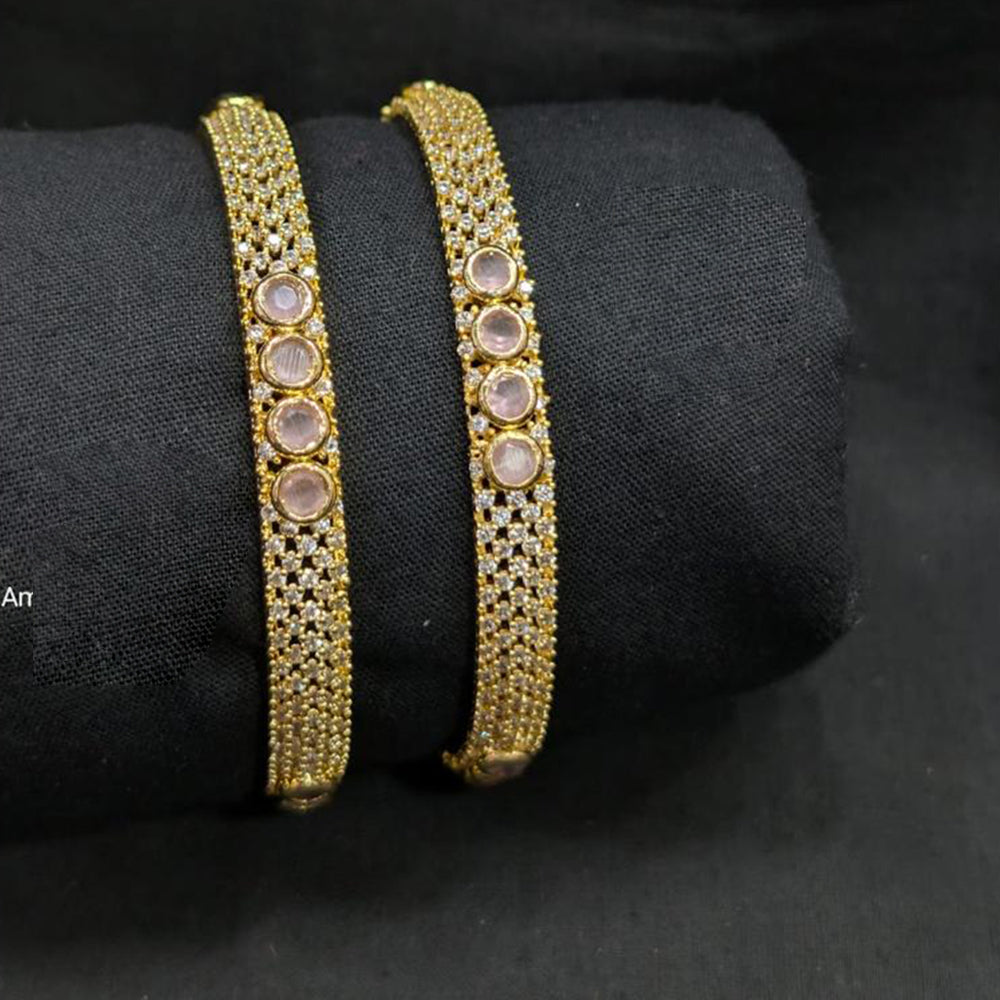SNERA Gold Plated Pota Stone & Austrain Stone Bangles Set