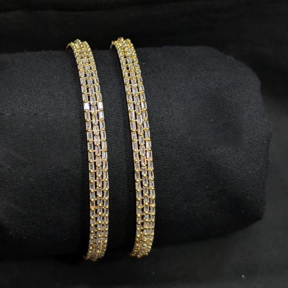 SNERA Silver Plated Crystal Stone Bangles Set