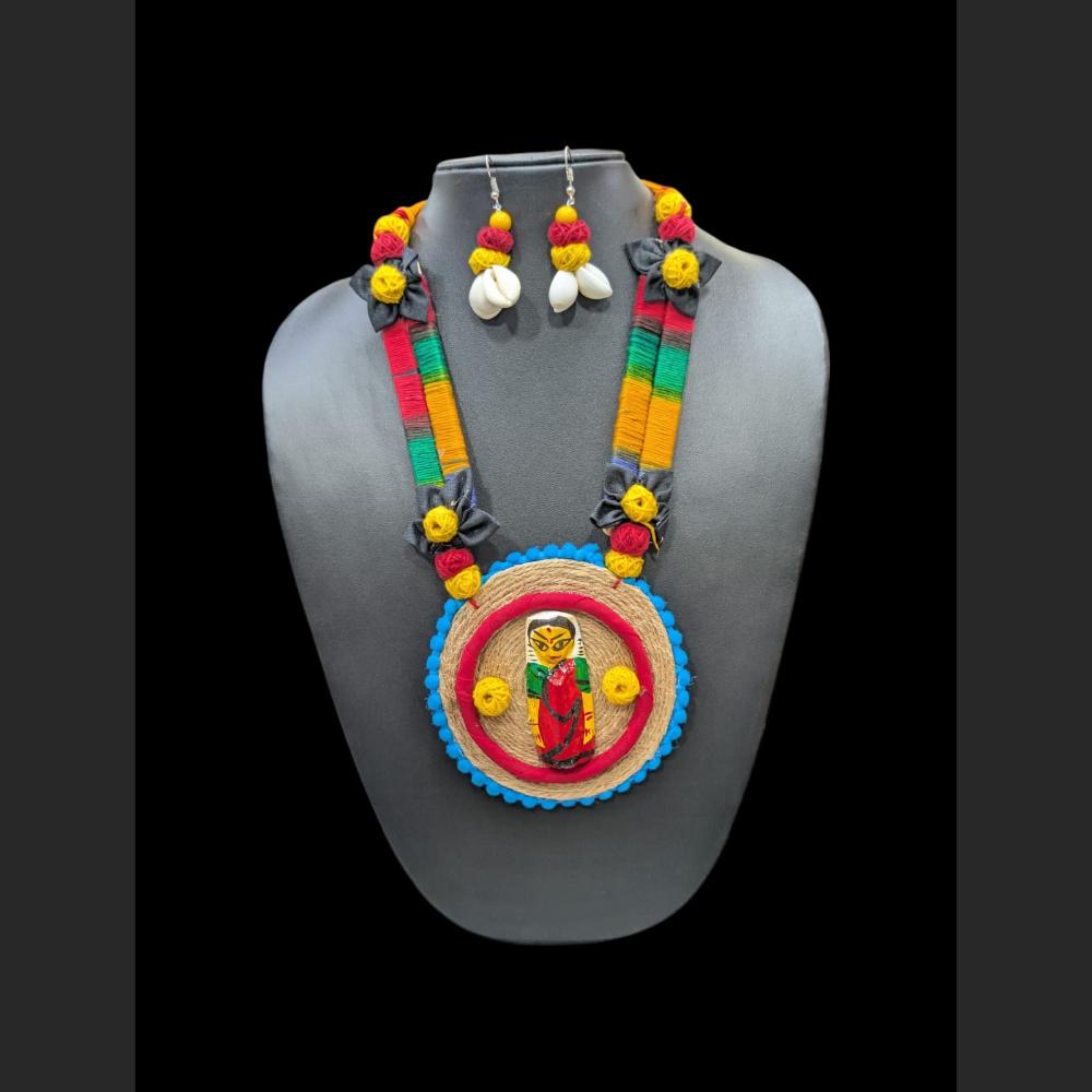 SNERA Artistic Designer Terracotta And Shell Necklace Set