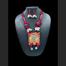 SNERA Artistic Designer Terracotta And Shell Necklace Set