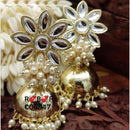 SNERA Traditional Dangler Earrings with Crystal Stones & Pearls