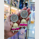 SNERA Gold Plated Crystal Stone Pearl And Beads Jhumki Earrings