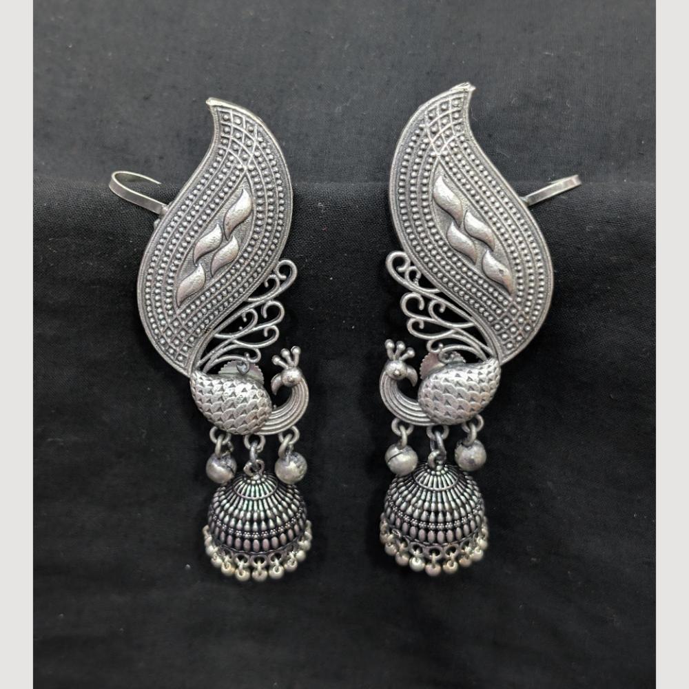 SNERA Stylish Oxidised Finish Pearl Jhumki Earrings