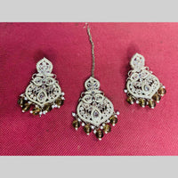 SNERA Gold Plated Austrian Stone And Beads Pearls Dangler Earrings