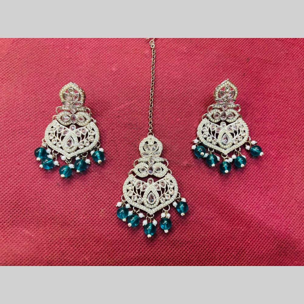 SNERA Gold Plated Austrian Stone And Beads Pearls Dangler Earrings