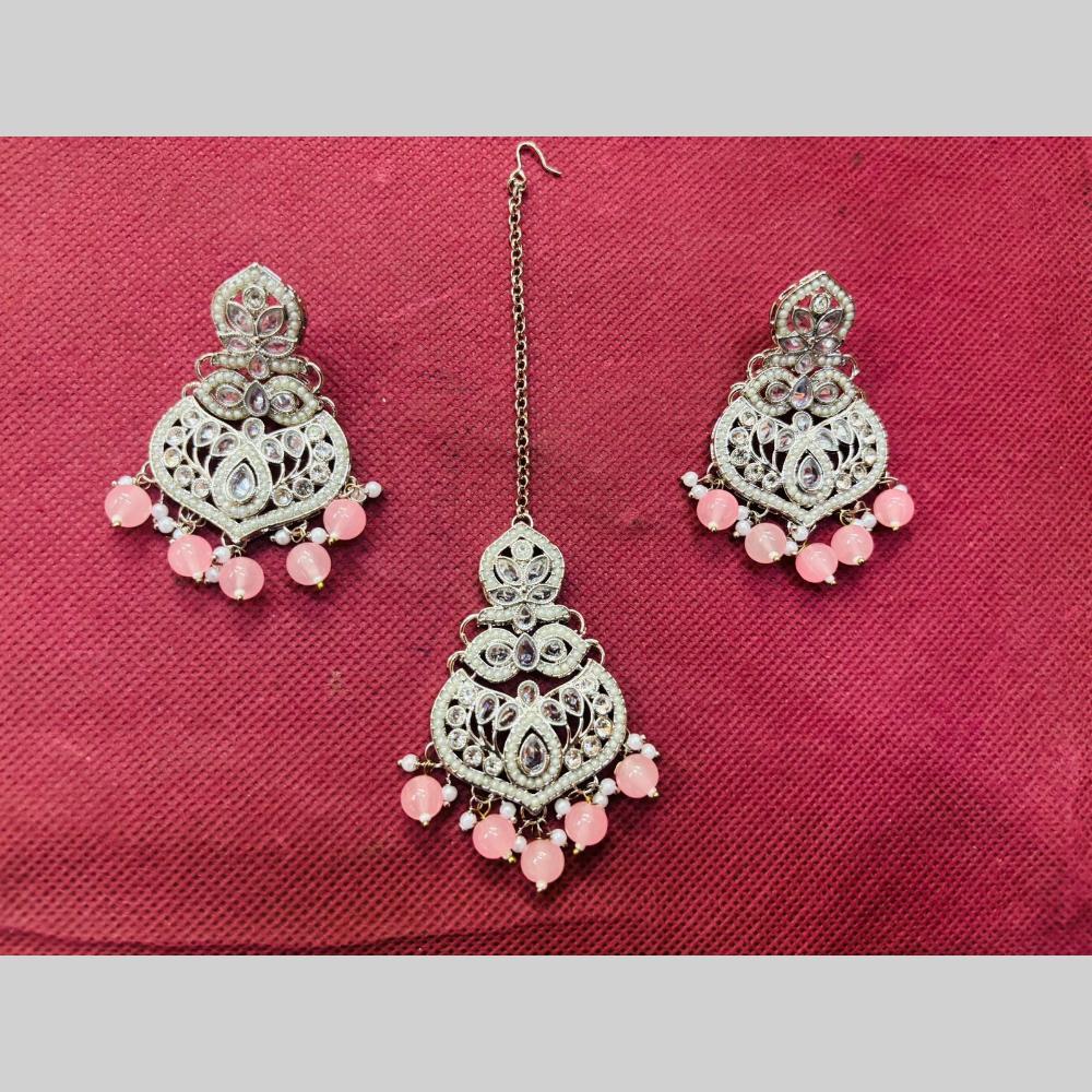 SNERA Gold Plated Austrian Stone And Beads Pearls Dangler Earrings