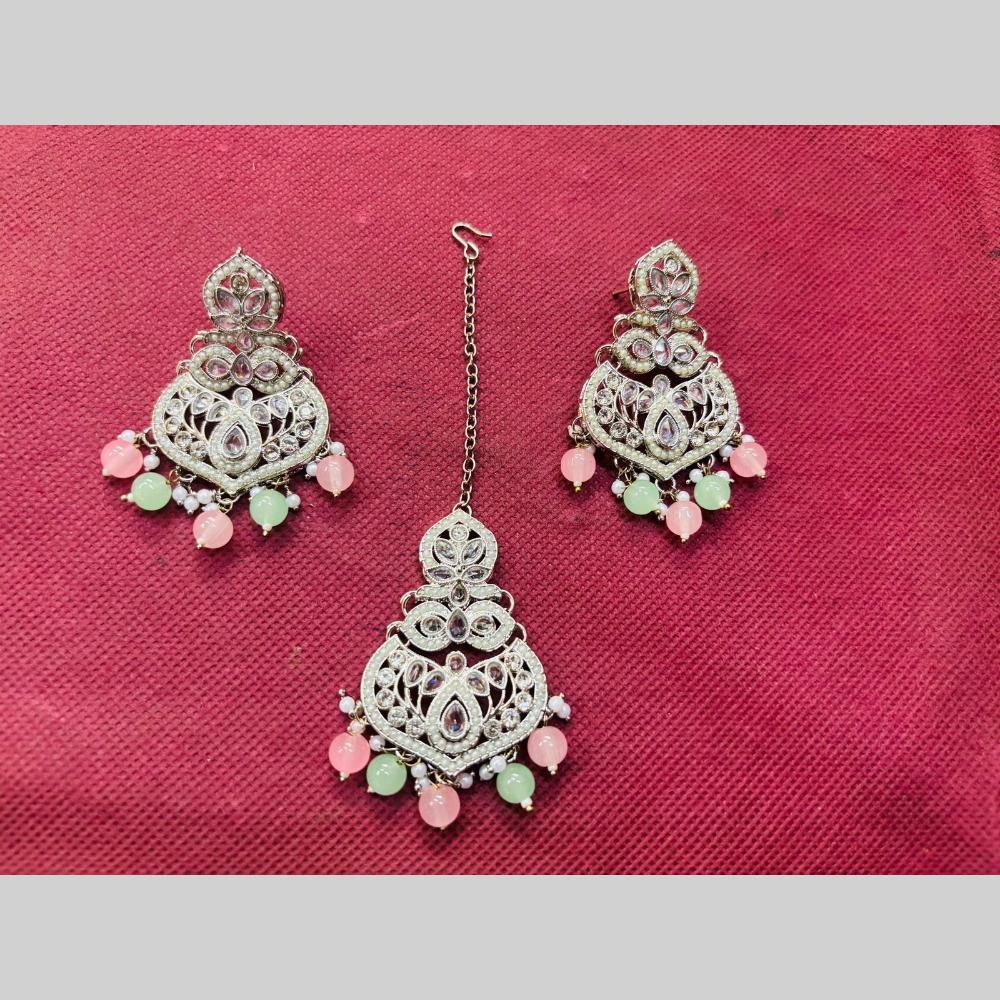 SNERA Gold Plated Austrian Stone And Beads Pearls Dangler Earrings