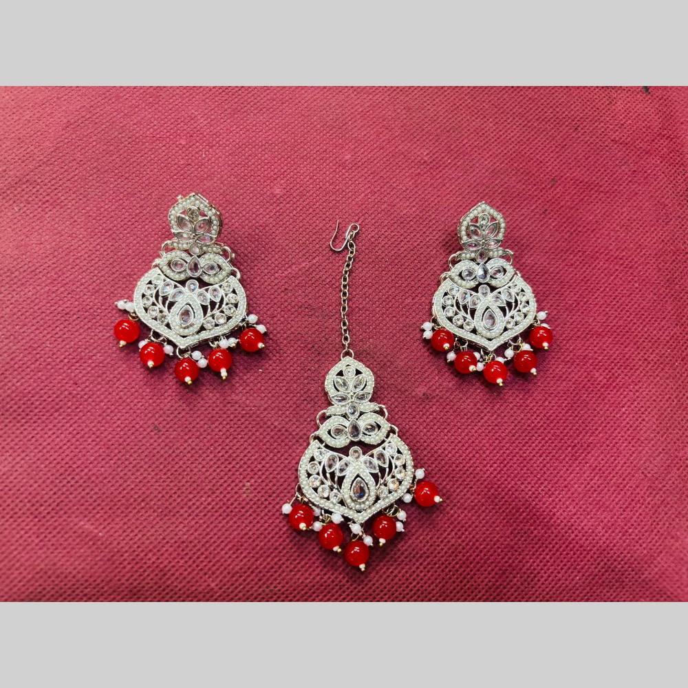 SNERA Gold Plated Austrian Stone And Beads Pearls Dangler Earrings