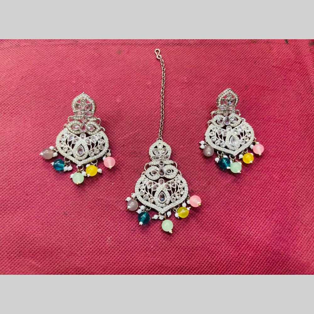 SNERA Gold Plated Austrian Stone And Beads Pearls Dangler Earrings