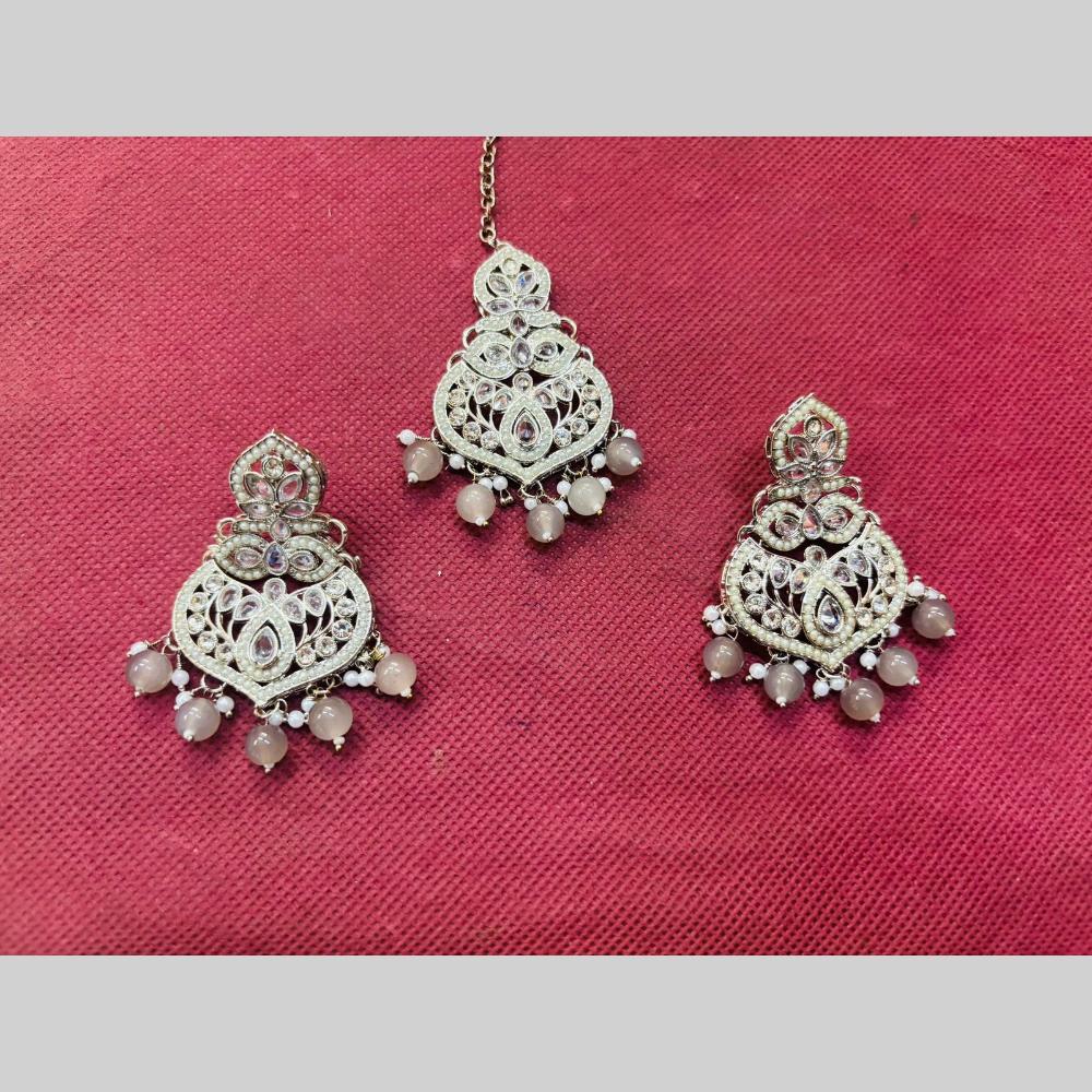 SNERA Gold Plated Austrian Stone And Beads Pearls Dangler Earrings