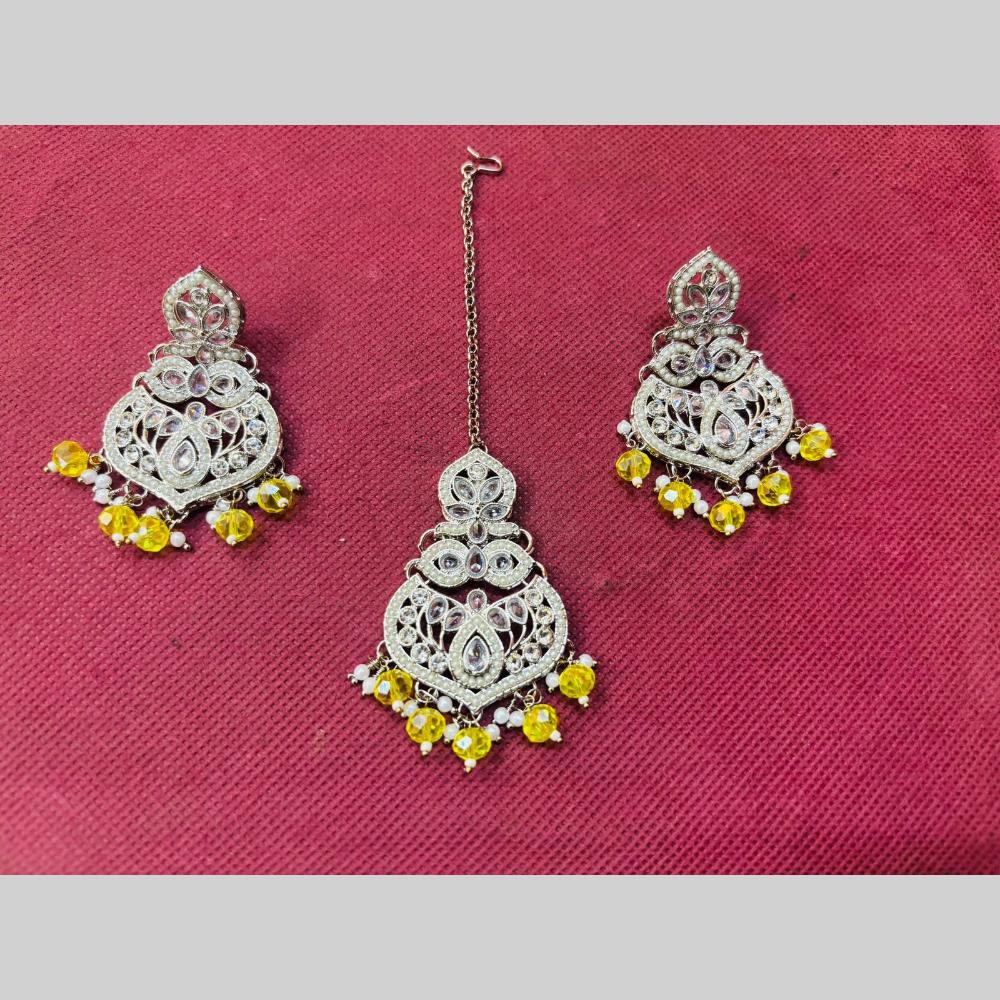 SNERA Gold Plated Austrian Stone And Beads Pearls Dangler Earrings