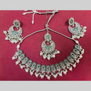 Snera Sparkle Austrian Stone Necklace Set with earrings & maangtikka perfect for weddings
