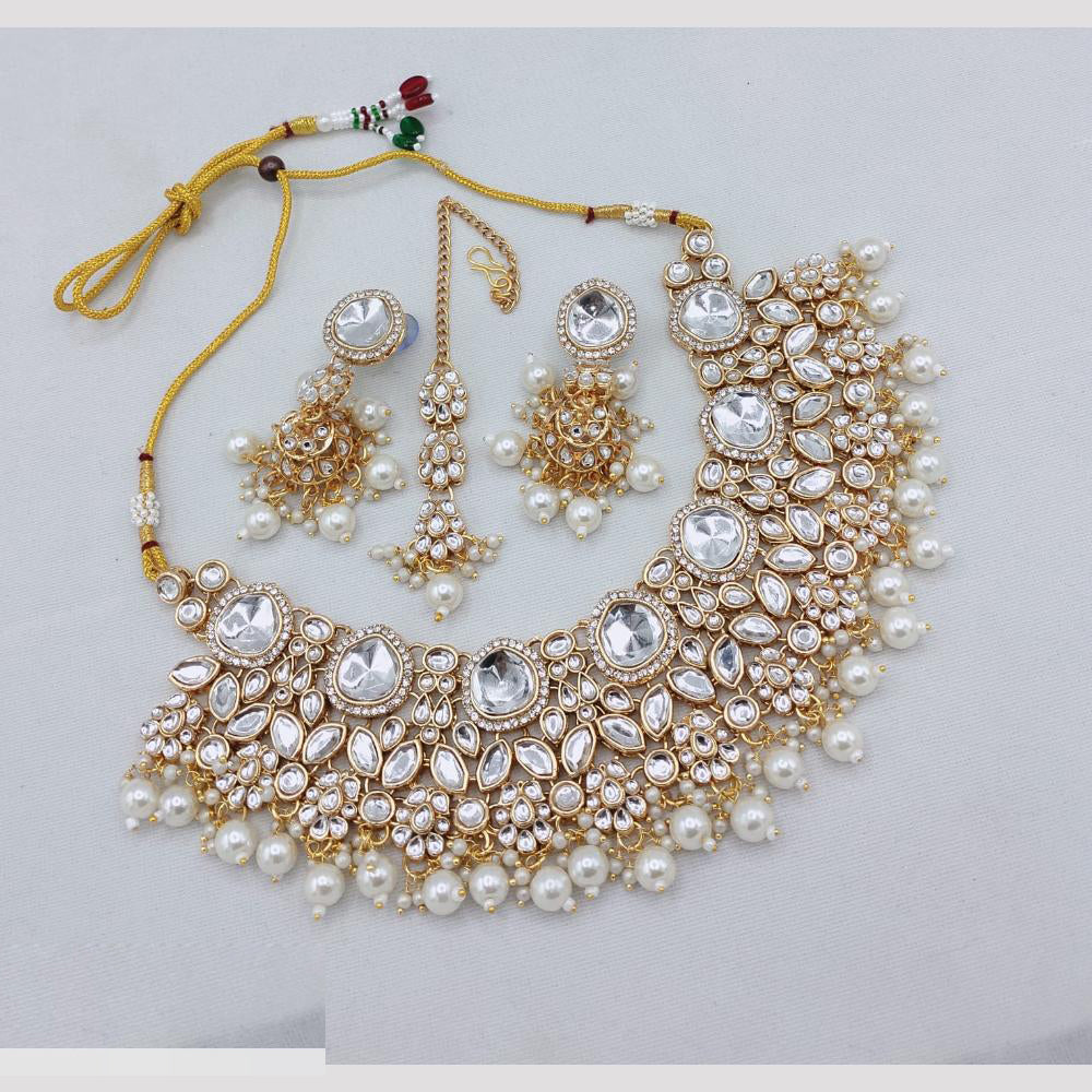 SNERA Designer Kundan Pearl And Beads Necklace Set