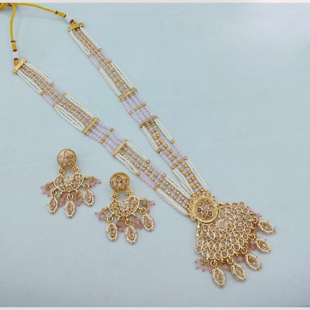SNERA Luxury Crystal Stone And Pearls Long Necklace Set