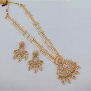 SNERA Luxury Crystal Stone And Pearls Long Necklace Set