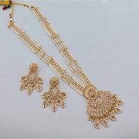 SNERA Luxury Crystal Stone And Pearls Long Necklace Set