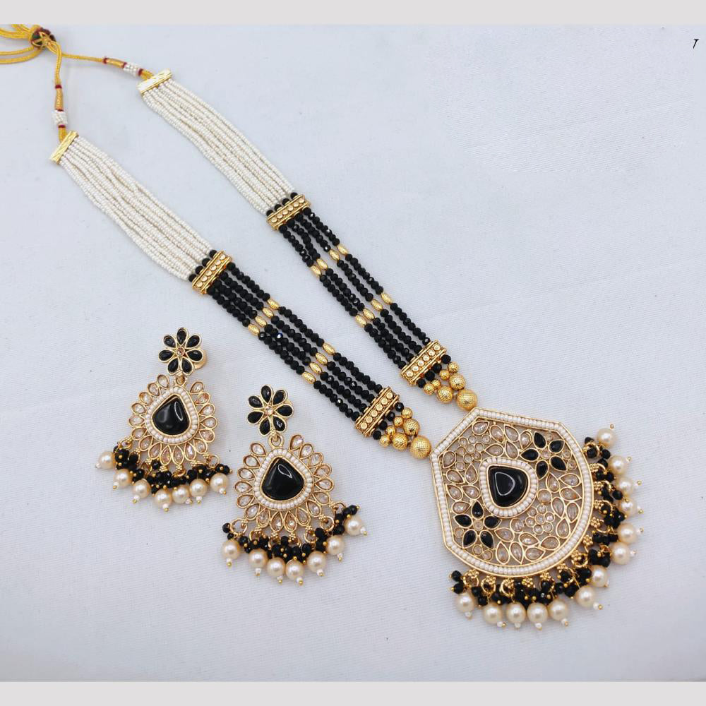 SNERA Luxury Crystal Stone And Pearls Long Necklace Set