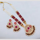 SNERA Luxury Crystal Stone And Pearls Long Necklace Set